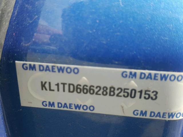 KL1TD66628B250153 - 2008 CHEVROLET AVEO BASE Mavi foto 10