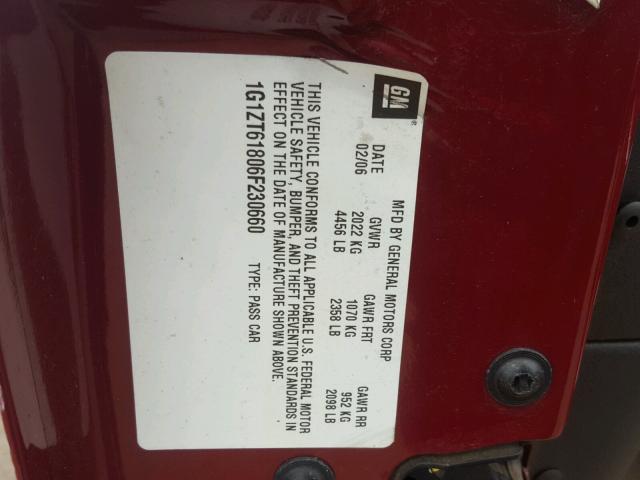 1G1ZT61806F230660 - 2006 CHEVROLET MALIBU MAX RED photo 10