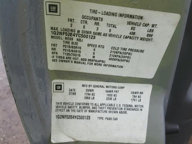 1G2NF52E4YC500123 - 2000 PONTIAC GRAND AM S Gümüş foto 10