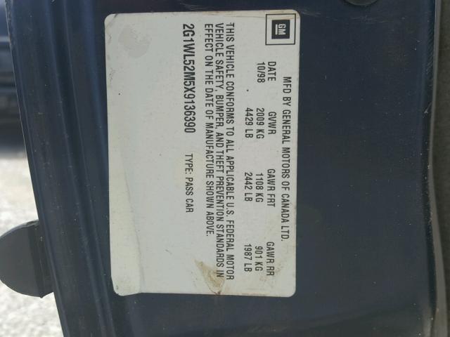2G1WL52M5X9136390 - 1999 CHEVROLET LUMINA BAS 蓝色 照片 10