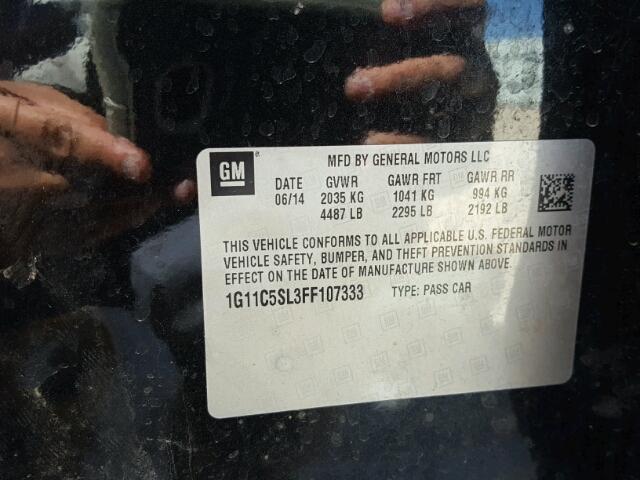 1G11C5SL3FF107333 - 2015 CHEVROLET MALIBU 1LT 黑色 照片 10