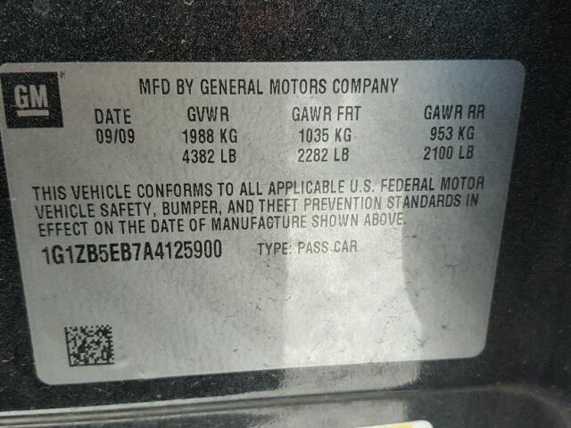 1G1ZB5EB7A4125900 - 2010 CHEVROLET MALIBU LS 黑色 照片 10