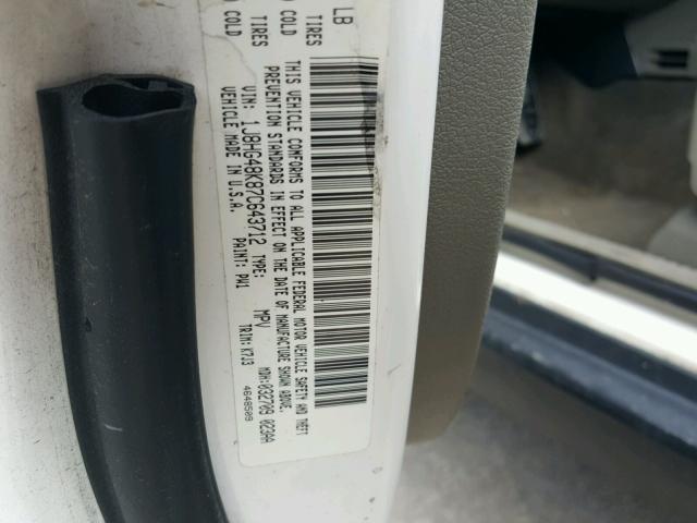 1J8HG48K87C643712 - 2007 JEEP COMMANDER WHITE photo 10