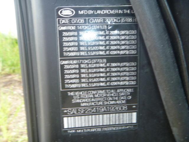 SALSF25419A192608 - 2009 LAND ROVER RANGE ROVE BLACK photo 10