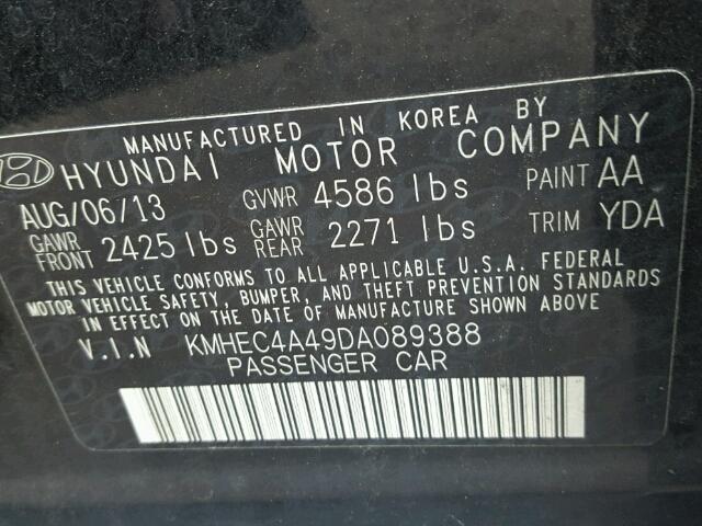 KMHEC4A49DA089388 - 2013 HYUNDAI SONATA HYB BLACK photo 10