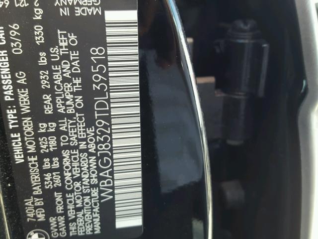 WBAGJ8329TDL39518 - 1996 BMW 740 IL BLACK photo 10