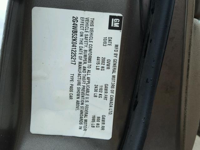 2G4WB52K041225217 - 2004 BUICK REGAL LS 棕色 照片 10