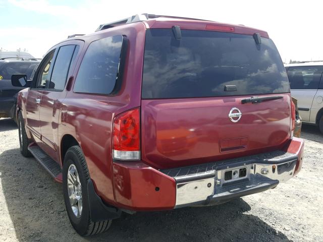 5N1AA08A14N725237 - 2004 NISSAN ARMADA SE BURGUNDY photo 3