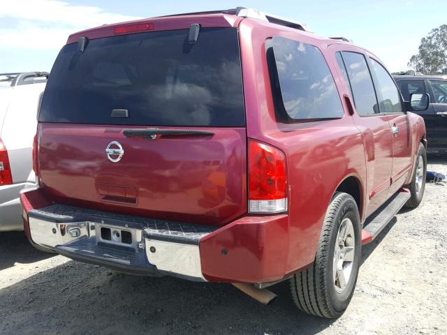 5N1AA08A14N725237 - 2004 NISSAN ARMADA SE BURGUNDY photo 4