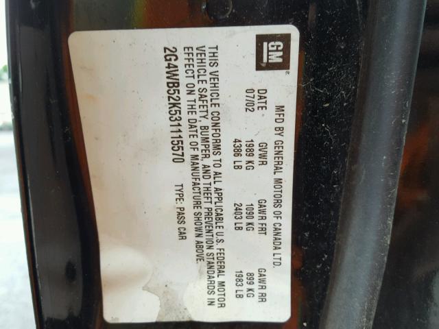 2G4WB52K531115570 - 2003 BUICK REGAL LS 黑色 照片 10