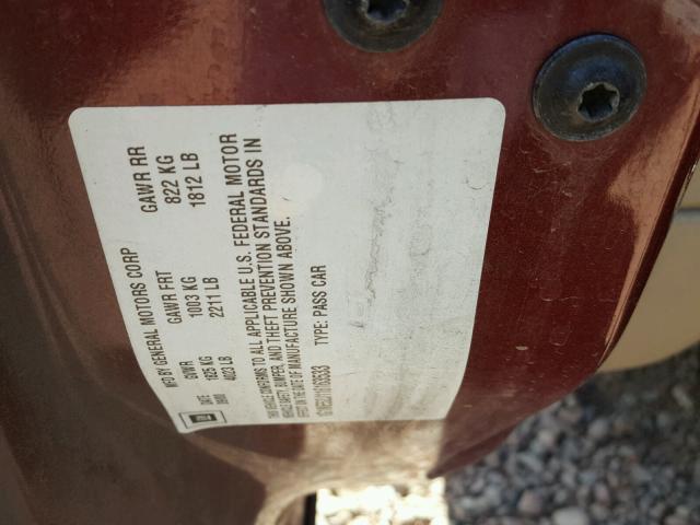 1G1NE52J116163533 - 2001 CHEVROLET MALIBU LS 栗色 照片 10