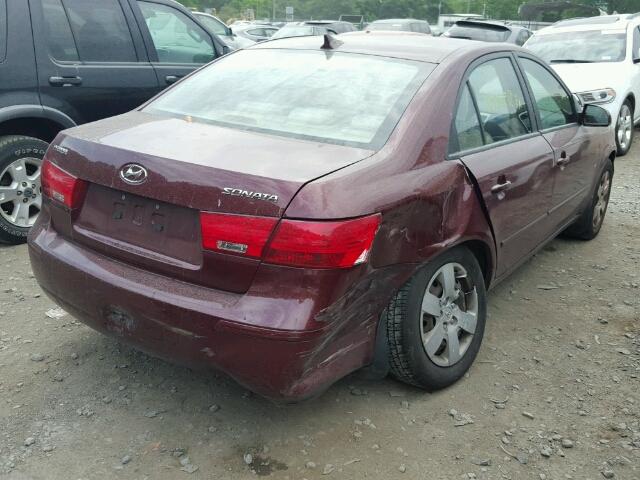 5NPET46C89H410423 - 2009 HYUNDAI SONATA GLS RED photo 4