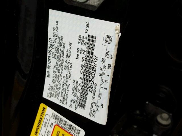 3LN6L2GK5ER827127 - 2014 LINCOLN MKZ შავი ფოტო 10