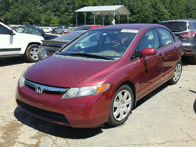 1HGFA16548L028024 - 2008 HONDA CIVIC LX RED photo 2