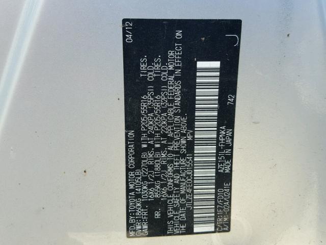 JTLZE4FE0CJ015541 - 2012 TOYOTA SCION XB Gümüş foto 10