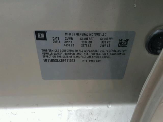 1G11B5SLXEF111512 - 2014 CHEVROLET MALIBU LS GOLD photo 10