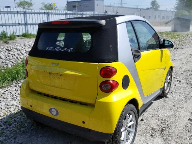 WMEEK31X68K068947 - 2008 SMART FORTWO PAS 黄色 照片 4