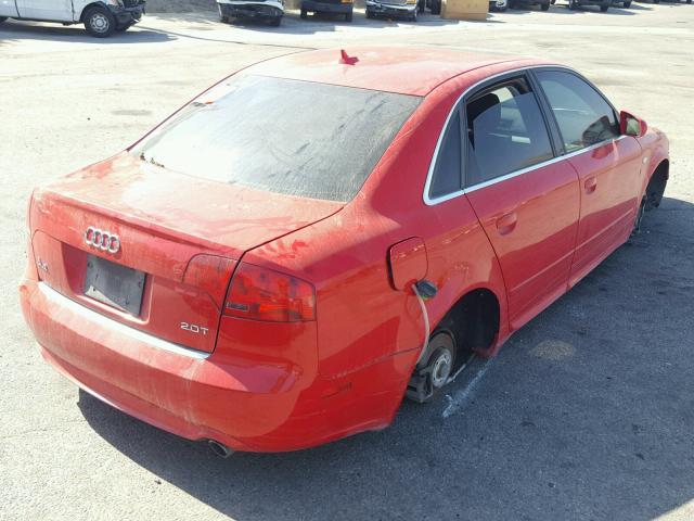 WAUAF78E08A115387 - 2008 AUDI A4 2.0T RED photo 4