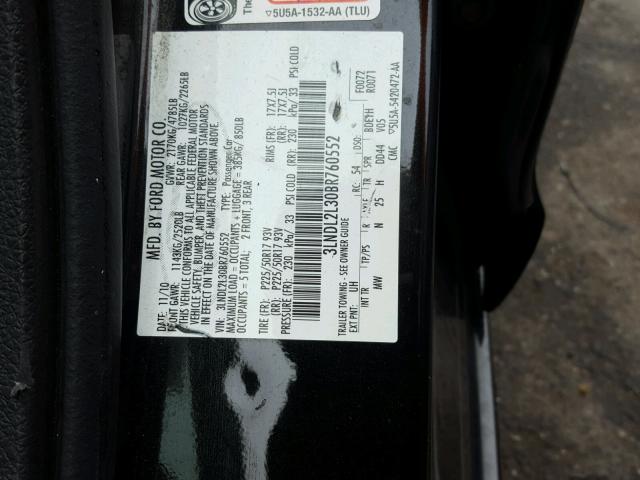 3LNDL2L30BR760552 - 2011 LINCOLN MKZ HYBRID BLACK photo 10