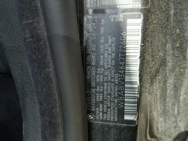 WBABV13464JT22606 - 2004 BMW 325 CI SUL BLACK photo 10