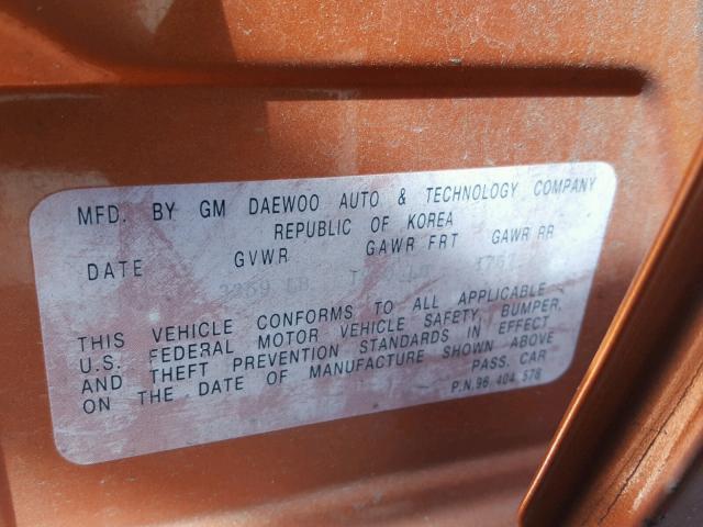 KL1TD52645B484497 - 2005 CHEVROLET AVEO BASE Narıncı foto 10