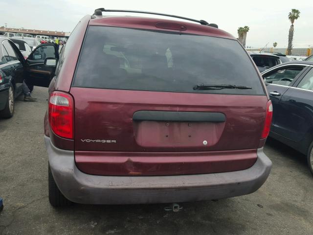 1C4GJ25301B206659 - 2001 CHRYSLER VOYAGER BURGUNDY photo 9