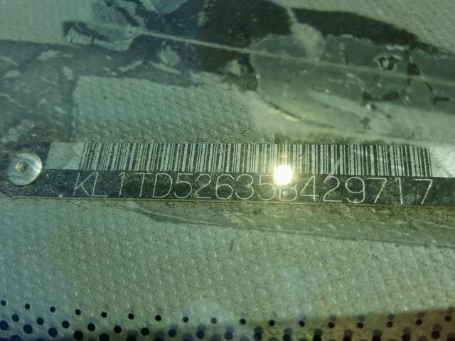 KL1TD52635B429717 - 2005 CHEVROLET AVEO BASE Czerwony zdjęcie 10