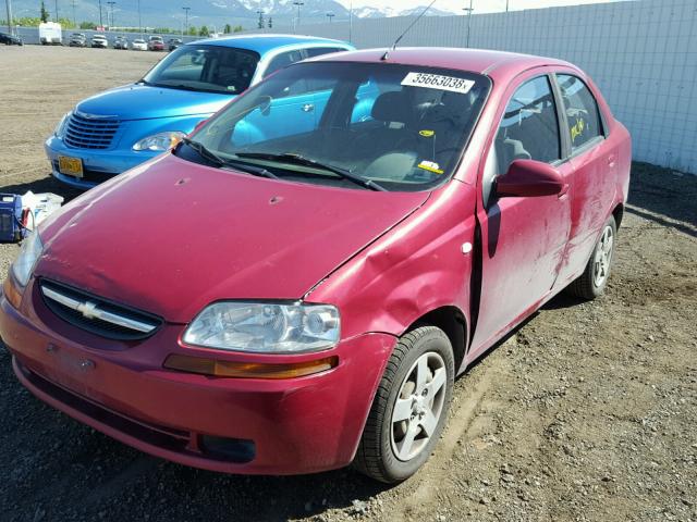 KL1TD52635B429717 - 2005 CHEVROLET AVEO BASE Czerwony zdjęcie 2