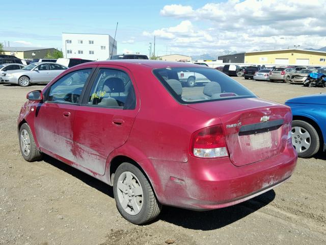 KL1TD52635B429717 - 2005 CHEVROLET AVEO BASE Czerwony zdjęcie 3