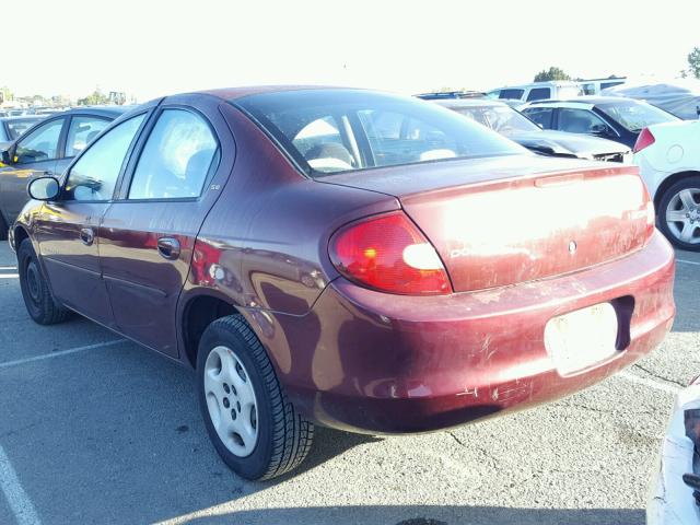 1B3ES46C51D286593 - 2001 DODGE NEON SE BURGUNDY photo 3