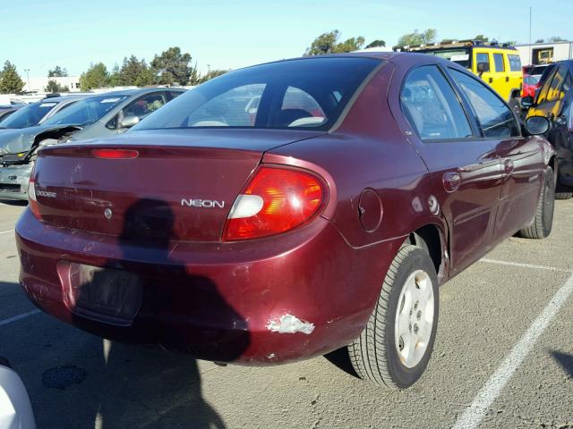 1B3ES46C51D286593 - 2001 DODGE NEON SE BURGUNDY photo 4