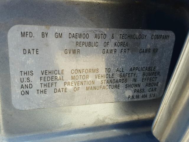 KL1TD56626B541050 - 2006 CHEVROLET AVEO BASE Bleu photo 10