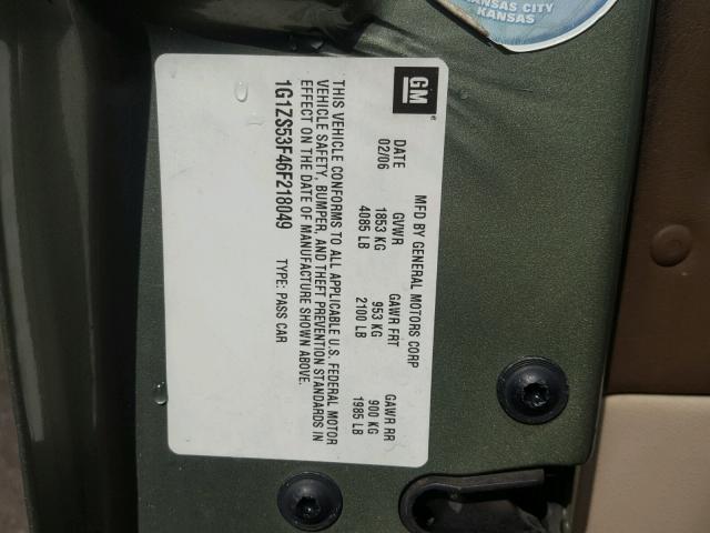 1G1ZS53F46F218049 - 2006 CHEVROLET MALIBU LS GREEN photo 10