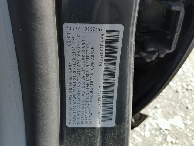 WVWBH63BX1P020279 - 2001 VOLKSWAGEN PASSAT GLX ლურჯი ფოტო 10