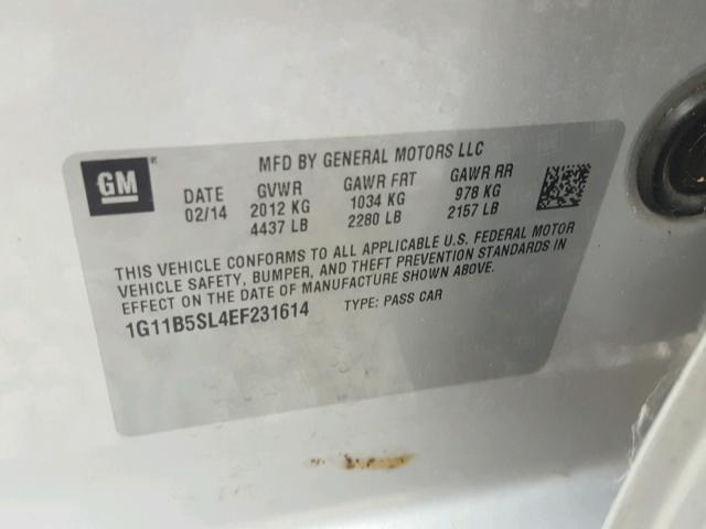 1G11B5SL4EF231614 - 2014 CHEVROLET MALIBU LS GRAY photo 10