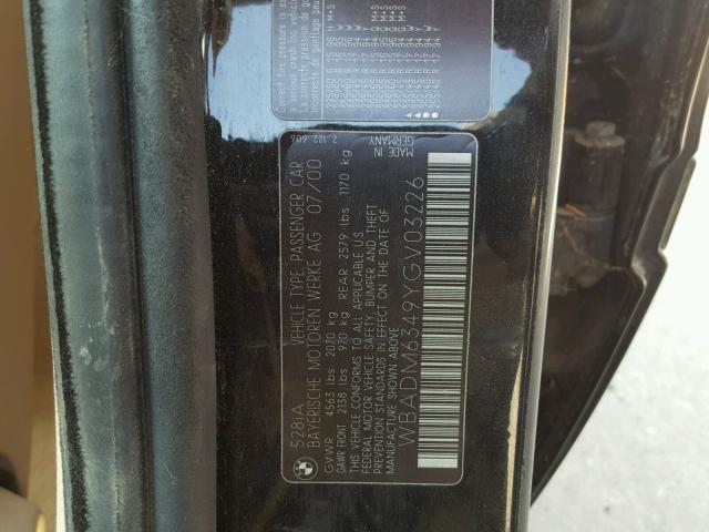 WBADM6349YGV03226 - 2000 BMW 528 I AUTO BLACK photo 10