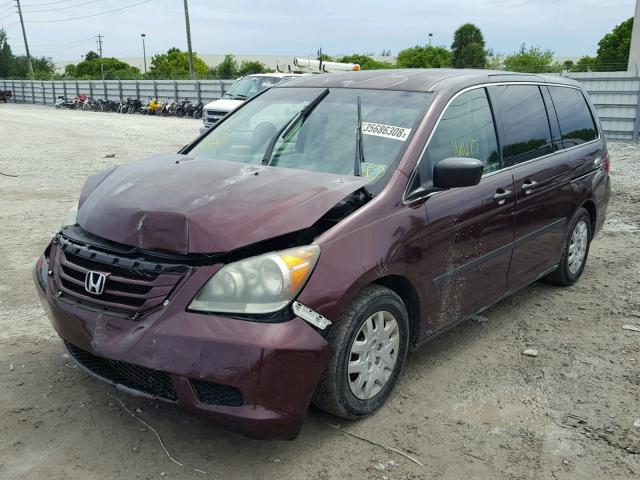 5FNRL3H22AB035194 - 2010 HONDA ODYSSEY LX MAROON photo 2