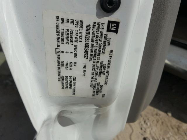 1GNDV23L15D240797 - 2005 CHEVROLET UPLANDER L თეთრი ფოტო 10