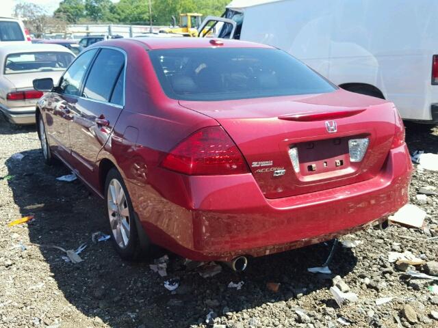 1HGCM66517A003082 - 2007 HONDA ACCORD RED photo 3