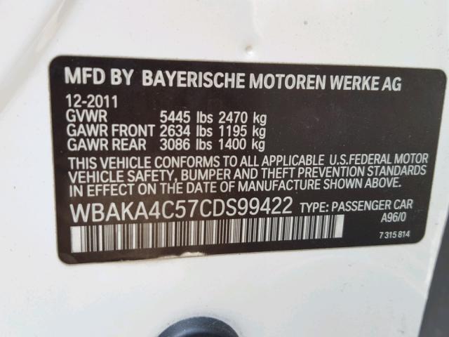 WBAKA4C57CDS99422 - 2012 BMW 740 I WHITE photo 10