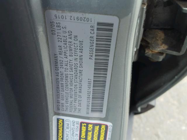 WVWWU63B45E145857 - 2005 VOLKSWAGEN PASSAT GLX 绿色 照片 10