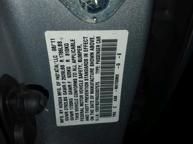 19XFB2F95CE007575 - 2012 HONDA CIVIC EXL 银色 照片 10