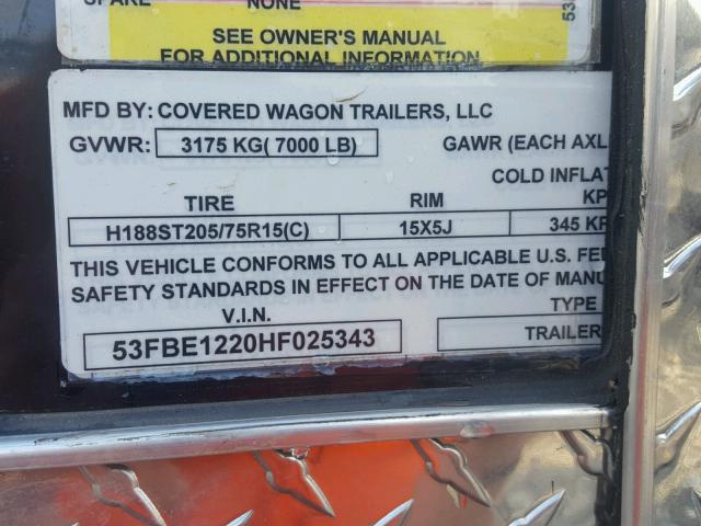 53FBE1220HF025343 - 2017 CARGO TRAILER BLACK photo 10