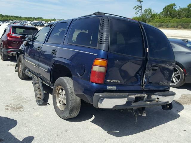 1GNEC13Z22R143129 - 2002 CHEVROLET TAHOE BLUE photo 3