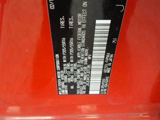 JTLZE4FE7FJ071285 - 2015 TOYOTA SCION XB RED photo 10