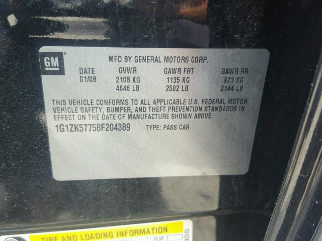 1G1ZK57758F204389 - 2008 CHEVROLET MALIBU LTZ 黑色 照片 10