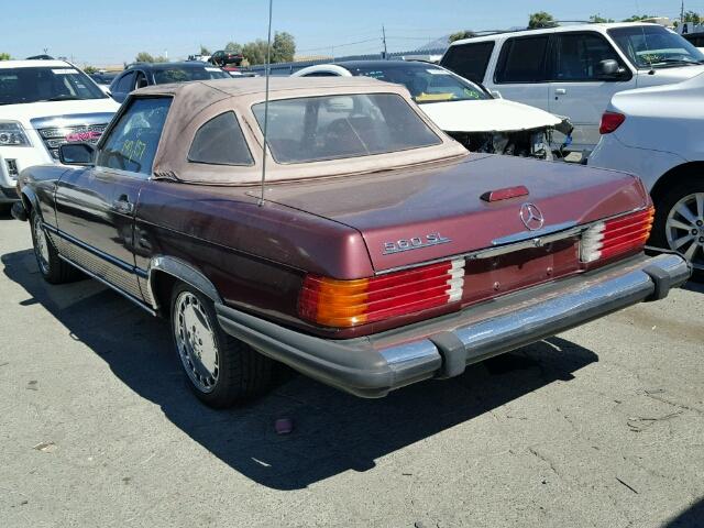 WDBBA48DXGA044529 - 1986 MERCEDES-BENZ 560SL MAROON photo 3