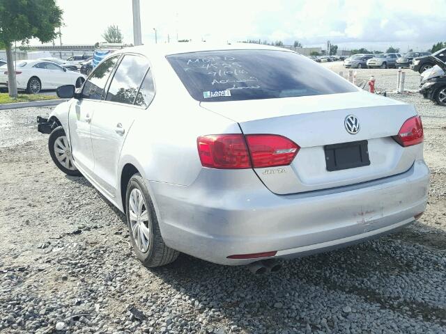3VW2K7AJ5DM240647 - 2013 VOLKSWAGEN JETTA BASE SILVER photo 3