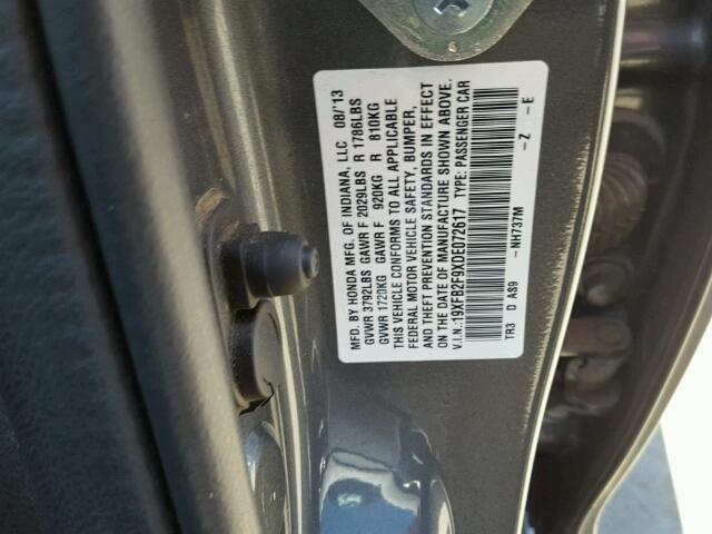 19XFB2F9XDE072617 - 2013 HONDA CIVIC EXL GRAY photo 10