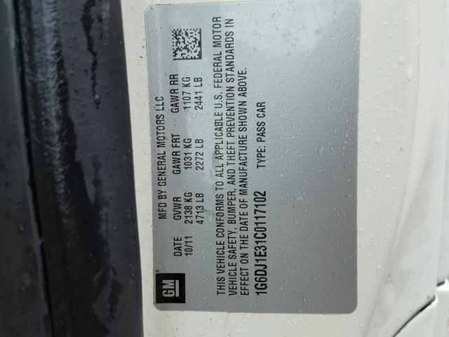 1G6DJ1E31C0117102 - 2012 CADILLAC CTS PERFOR Ağ foto 10